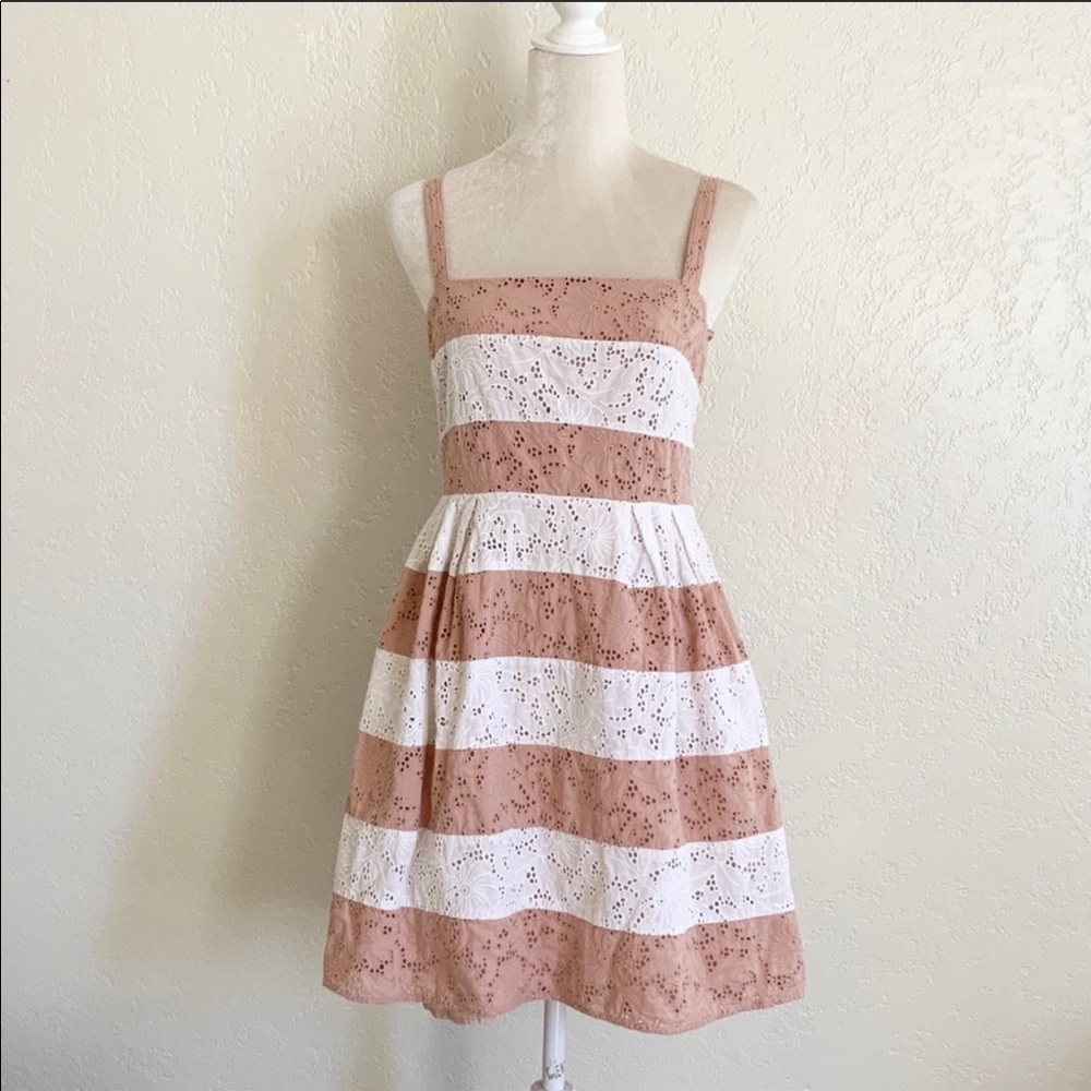 J Crew Stripe Eyelet LAce Dress